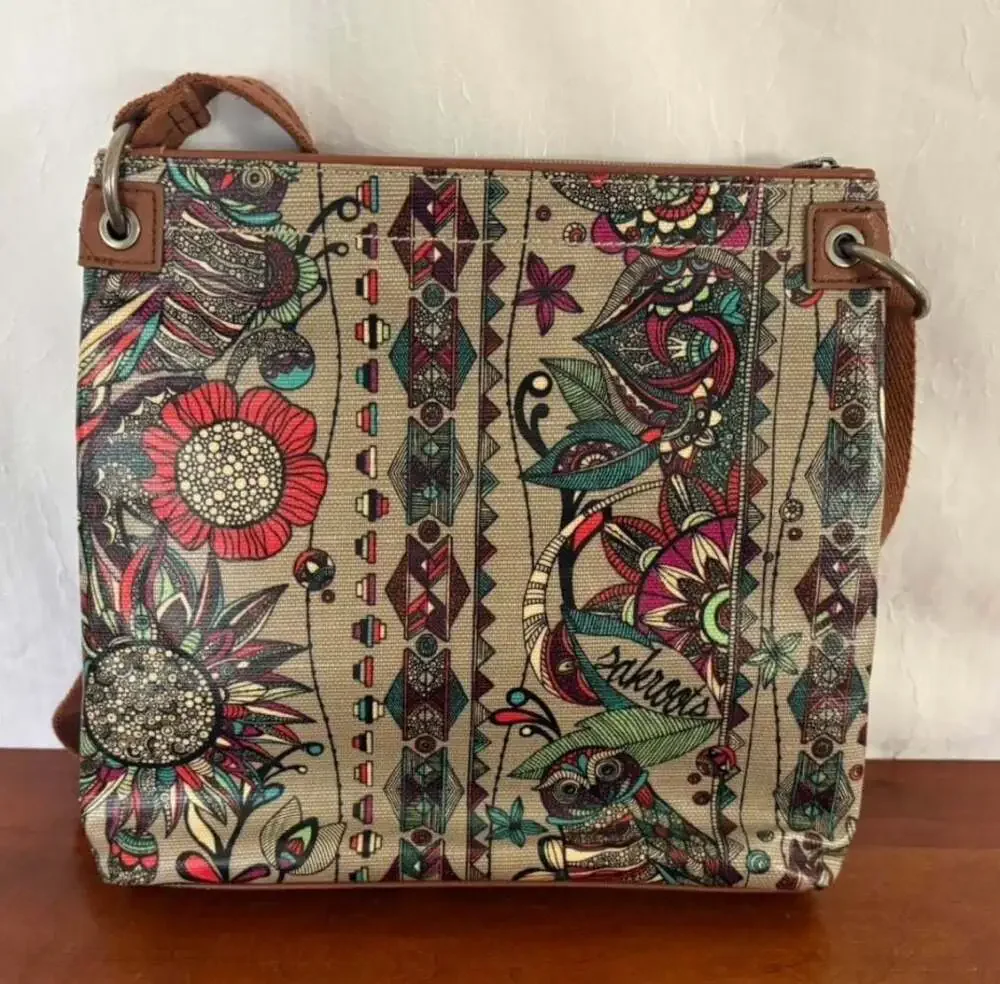 Sakroots Flat Crossbody Messenger Bag‎ Spirit Desert Owl Motif
